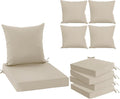 Outdoor Chair Cushions Set of 4, Waterproof Backrest and Deep Seat Cushion Set for Patio Furniture, Outdoor Sofa Replacement Cushions with Removable Cover, 24 x 24 Inch, Cream