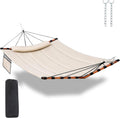 12FT 2 Person Hammock with Stand V-Shape Spreader Bar - Beige | Anti-flip,Large Hammock,450LB Capacity,Durable Nylon Rope,Premium Fabric,for Outside, Patio, Garden, Backyard, Beach
