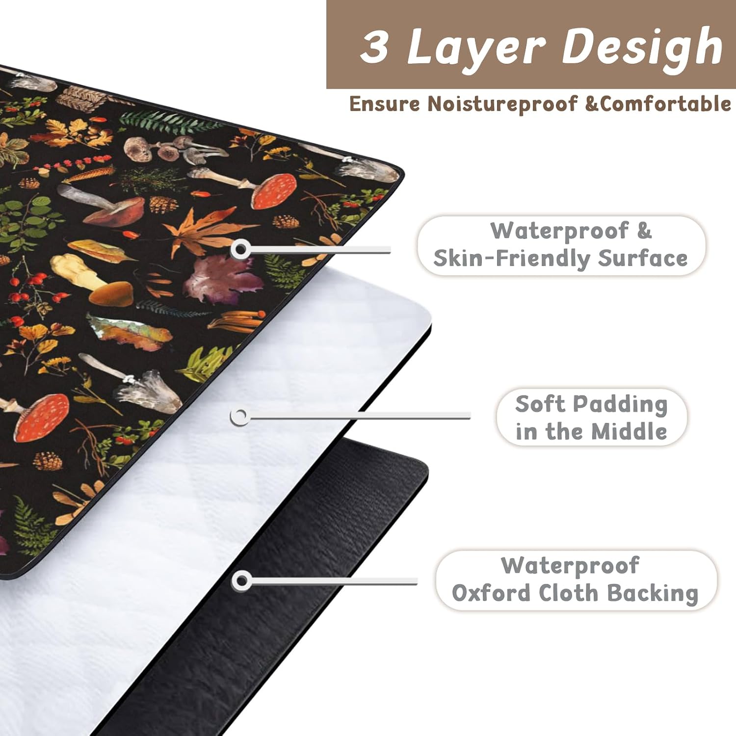 Mushroom Waterproof Mat with Corner Pockets