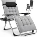 Zero Gravity Chair, Folding Patio Recliner with Cup Holder Trays | Portable Patio Chairs, Lounge Chair for Outdoor, Indoor, Beach, Pool, Camping, Balcony, Porch, Gray