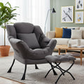 Lazy Chair with Ottoman, Comfy Reading Chair for Bedroom，Grey | Comfy Bedroom Accent Chair with Washable Removable Cover and extra throw pillow for Living Room Dorm