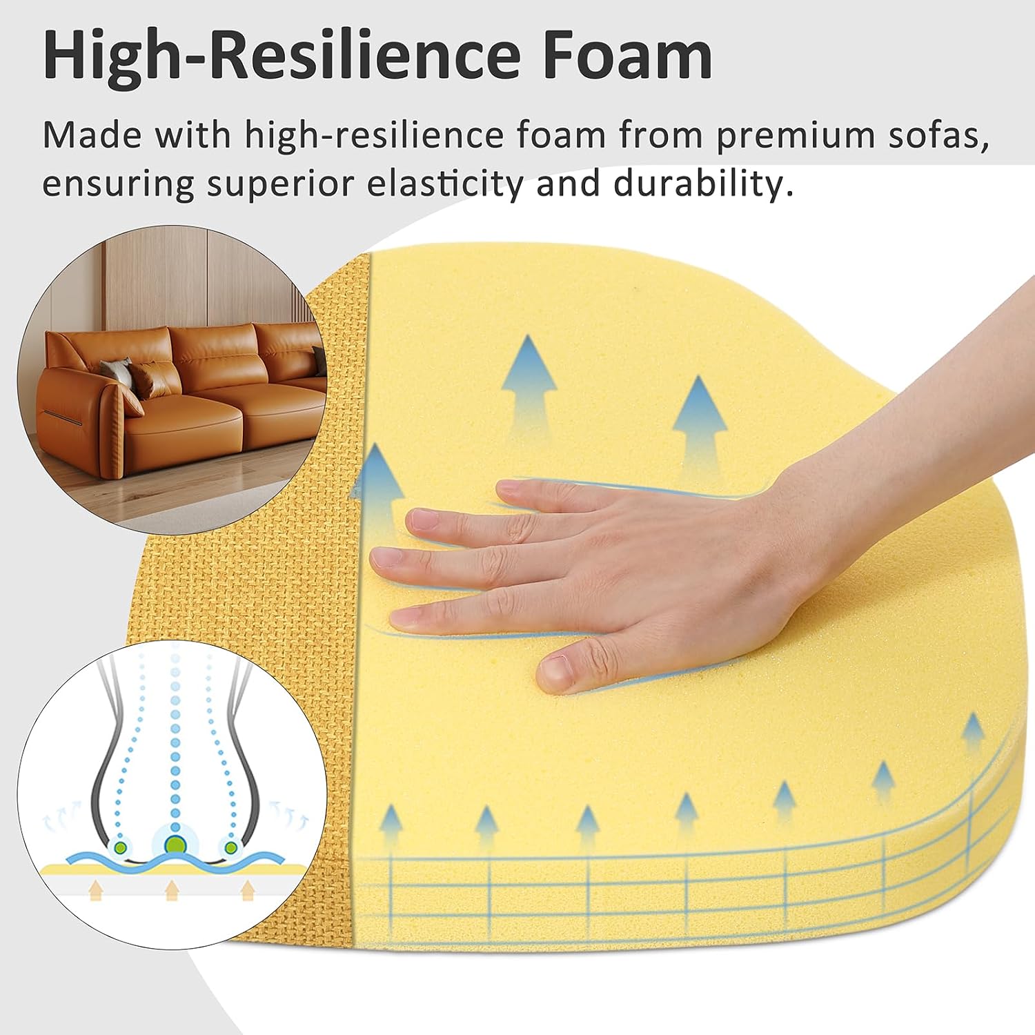 Dining Chair Cushions Set of 6, High-Resilience Foam Windsor Seat Pads, Kitchen Chair Cushions with Ties & Textured Cover, 6 Pack, 16.5 x 15.5 x 2, Mustard Yellow
