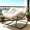 Oversized Rocking Chair Indoor, Outdoor Papasan Rocking Chair, Rattan Comfy Egg Recliner ChairComfy Reading Chairs for Bedroom, Living Room