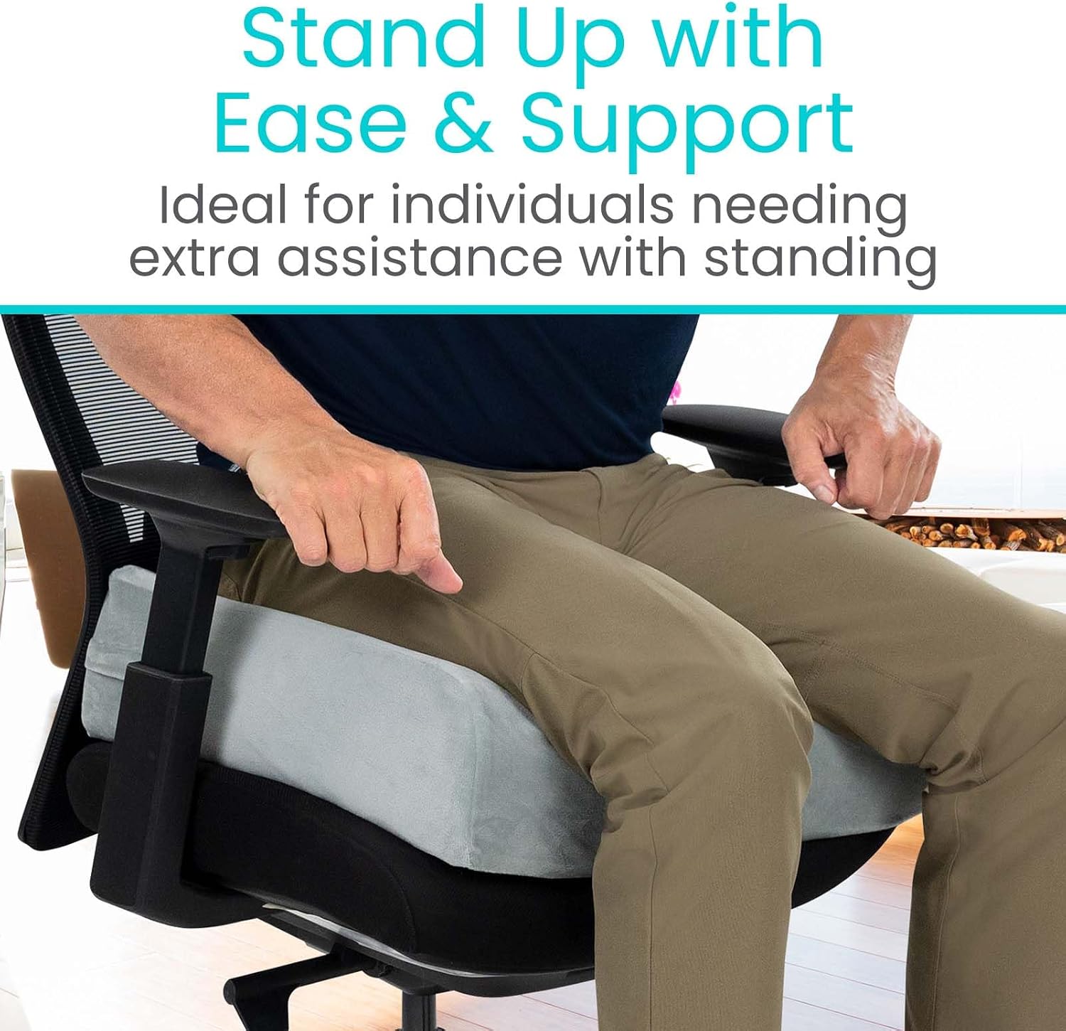 Seat and Chair Cushion - Easy Rise for Elderly for Office, Wheelchair, Desk, Car & Couch - For Computer Use - Foam Sofa Pad With Cover - For Adults/Seniors - Relief for Back, Tailbone or Sciatica