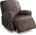 Leather Like Oversized Recliner Chair Covers, Extra Large Big Man 4 Pieces Lazy Boy Recliner Cover for Wide Recliner Chair for Pets Kids Washable(X-Large,Dark Brown)