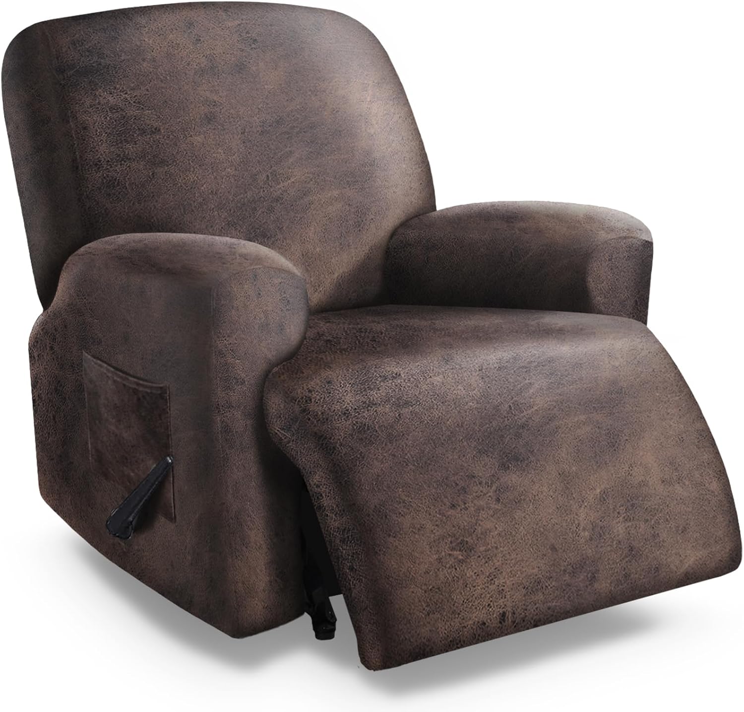 Leather Like Oversized Recliner Chair Covers, Extra Large Big Man 4 Pieces Lazy Boy Recliner Cover for Wide Recliner Chair for Pets Kids Washable(X-Large,Dark Brown)