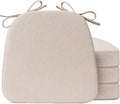 Chair Cushions for Dining Chairs, D-Shaped Seat Cushions with Removable Washable Cover and Ties, Chair Pads for Kitchen, Indoor Dining Room, Patio Chairs, 17'' x 16'', Set of 4, Beige