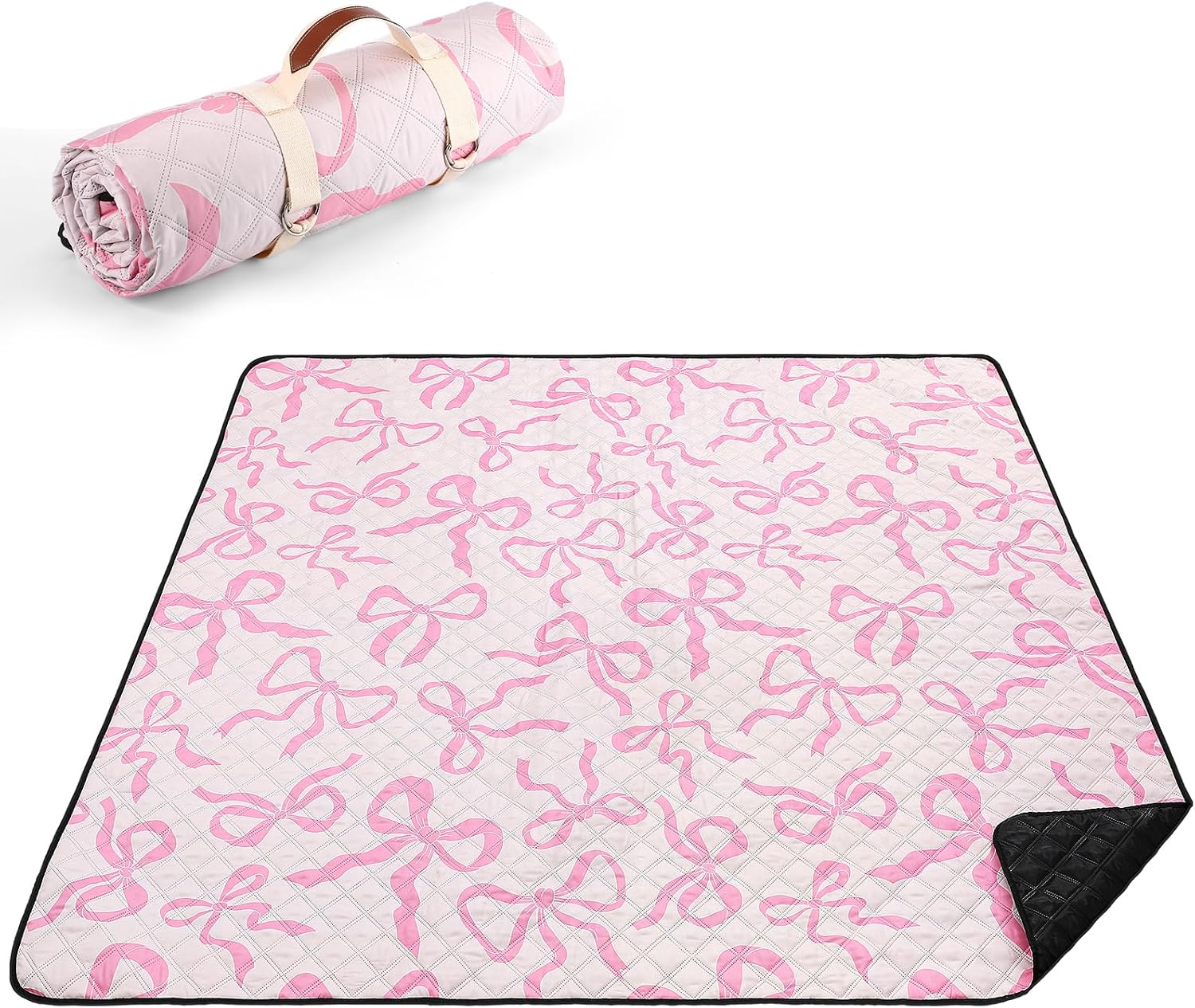 Large Pink Bow Waterproof Picnic Blanket