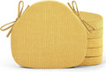 Dining Chair Cushions Set of 6, High-Resilience Foam Windsor Seat Pads, Kitchen Chair Cushions with Ties & Textured Cover, 6 Pack, 16.5 x 15.5 x 2, Mustard Yellow