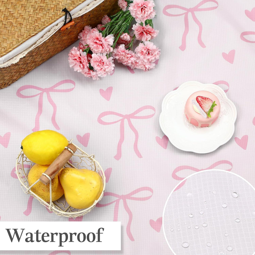 Pink Bow Pocket Compact Picnic Mat