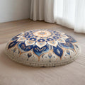 Meditation Cushion 32 Inch Round, Extra Thick Memory Foam Floor Pillow with Removable Washable Cover, Yoga Cushion for Adults - Ideal Gift & Holiday Decor, Blue