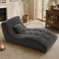 Chaise Lounge Chair with Backrest, Modern Curved Lazy Floor Recliner | with Cushion, Modern Indoor Sleeper Chair, Comfy Chenille Cover, Memory Foam Sofa for Living Room Bedroom Apartment, Gray
