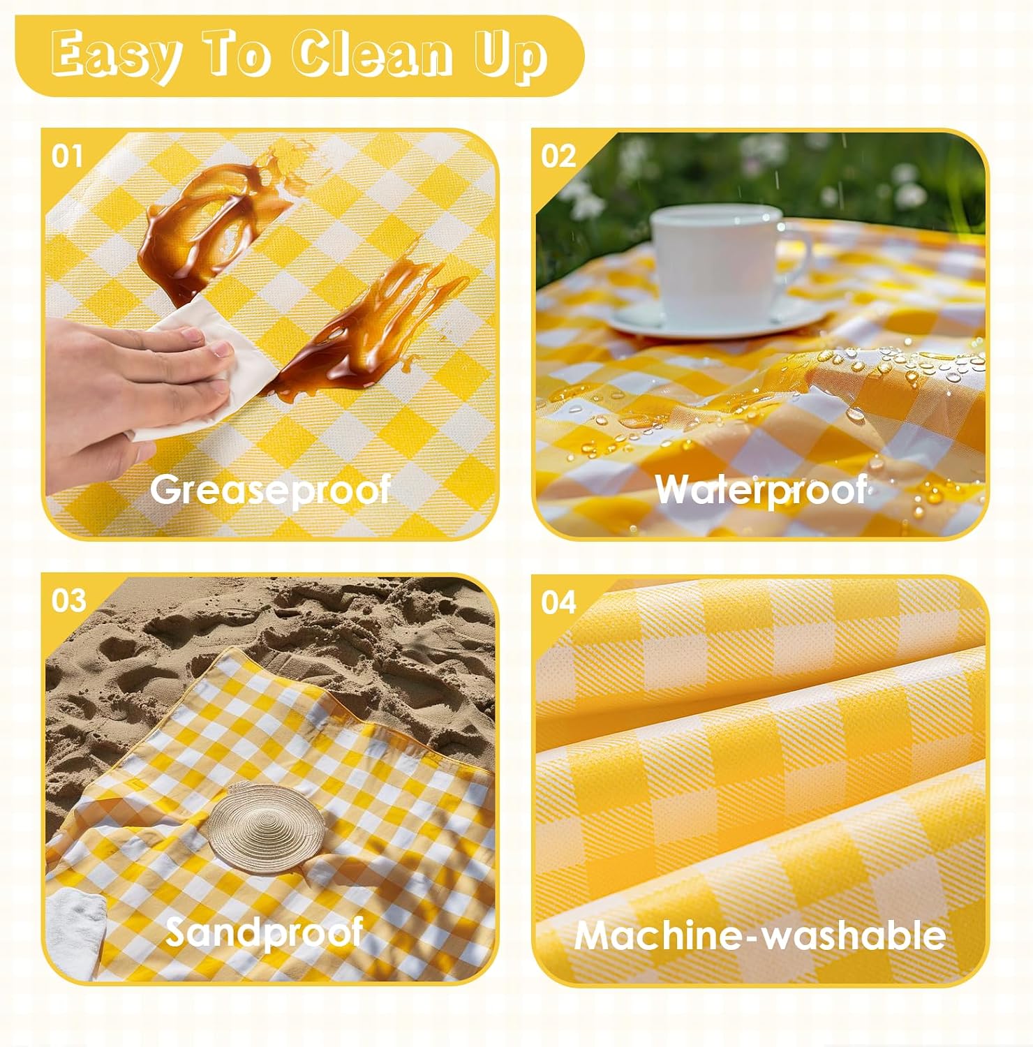 Yellow Outdoor Waterproof Foldable Picnic Mat