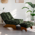 Accent Chair with Ottoman, Lounge Chair with Adjustable Backrest | Tufted Living Room Chair Upholstered Lounge Chair with Footrest Set, Modern Chair for Reading Room, Green